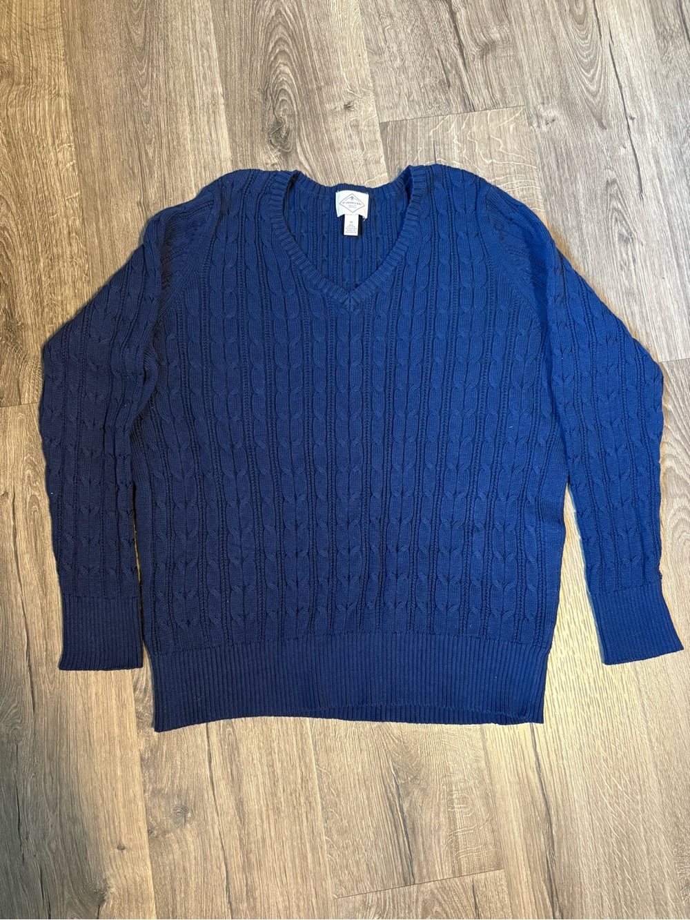 St. John’s Bay Classic Cable Knit V-Neck Sweater - Navy Blue